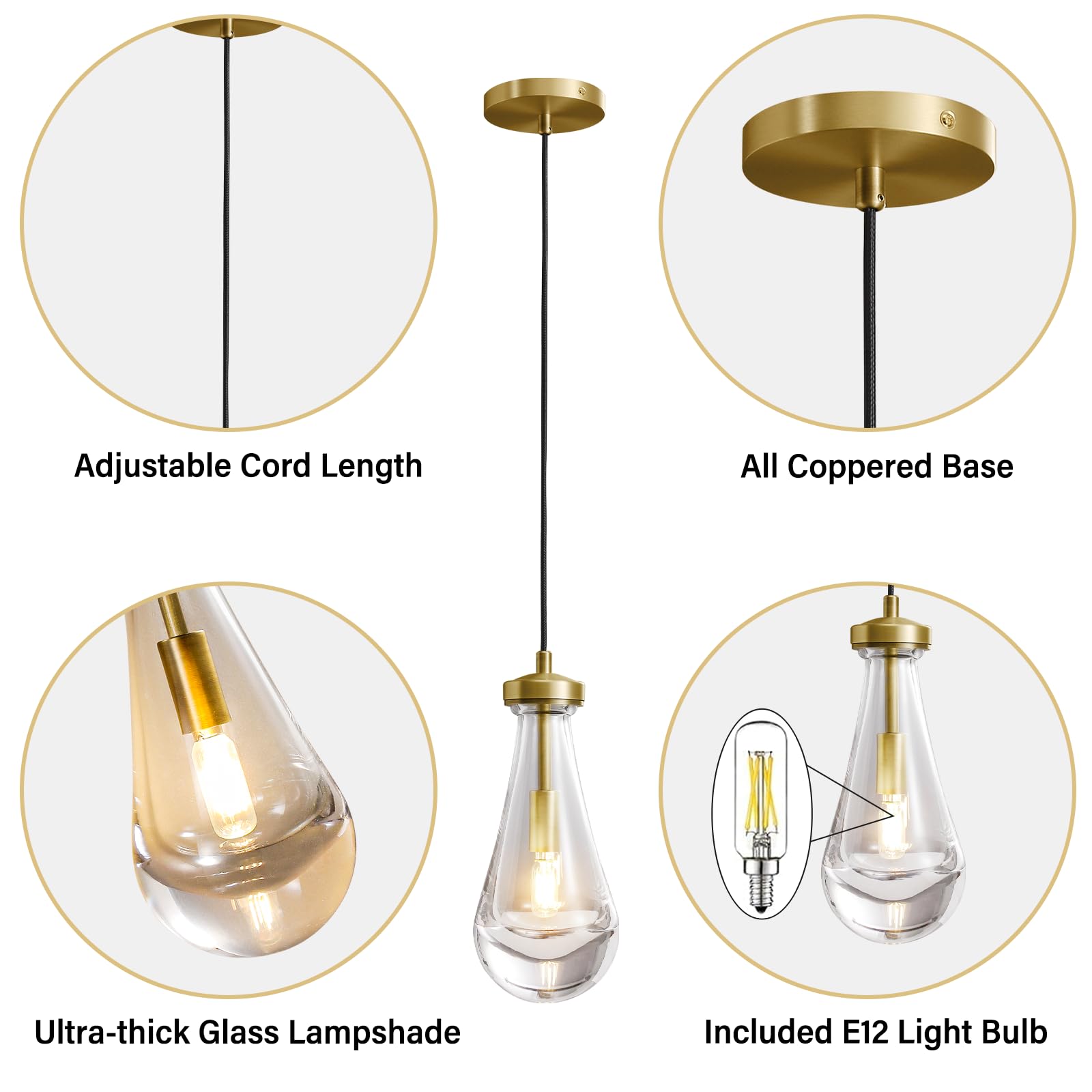 Raindrop Pendant Lights Set of 2,Kitchen Island Hanging Light Fixtures, Modern Art Raindrop Clear Solid Glass Chandelier for Dining Room for Porch, Corridor, Living Room - Camilalamps - B0CSPP5CY4