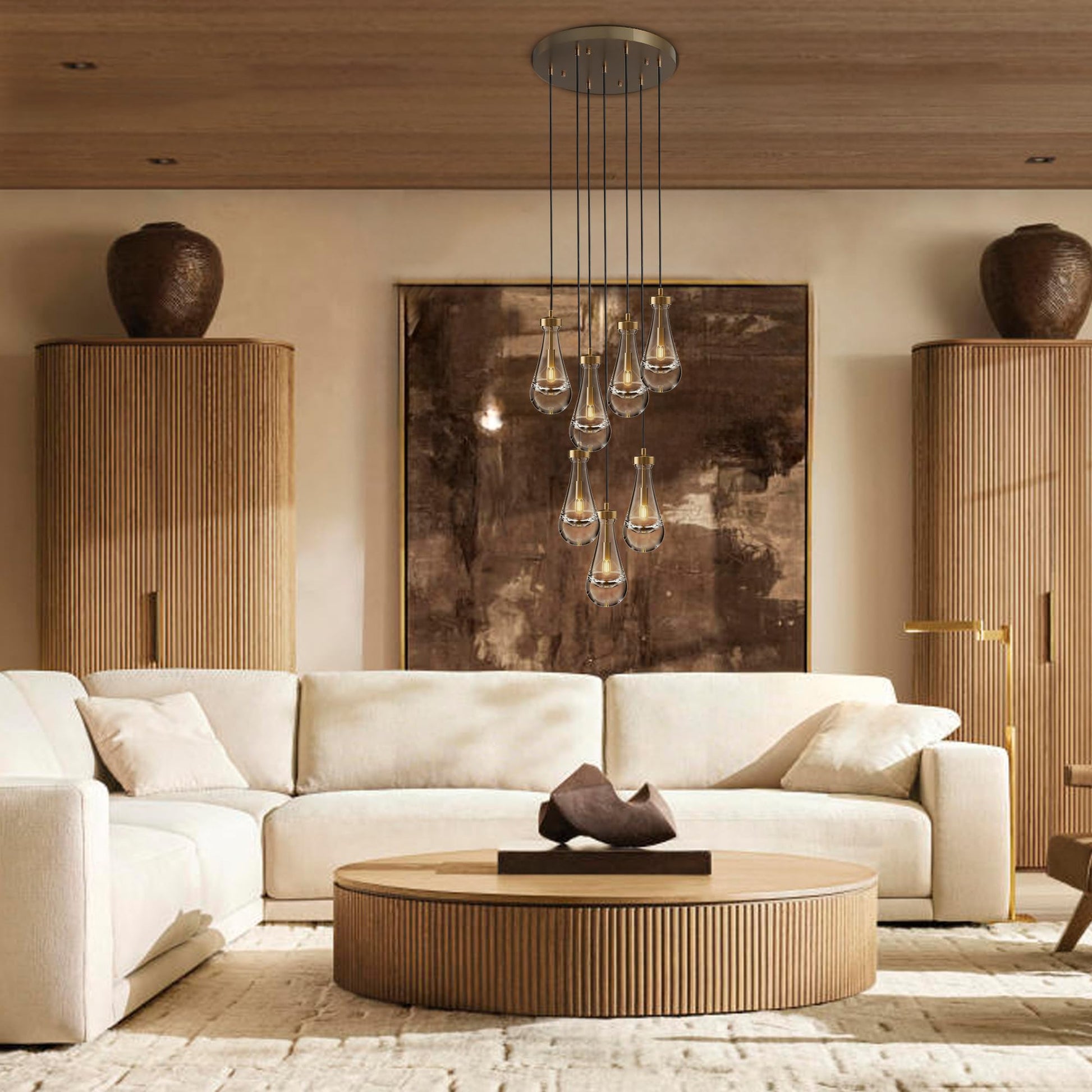 Raindrop Pendant Lights Set of 2,Kitchen Island Hanging Light Fixtures, Modern Art Raindrop Clear Solid Glass Chandelier for Dining Room for Porch, Corridor, Living Room - Camilalamps - B0CSPP5CY4