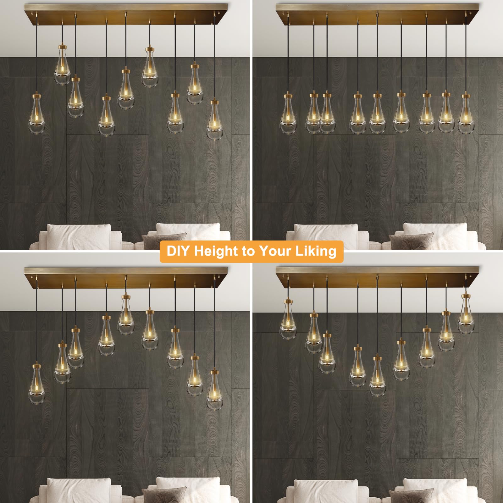 Raindrop Pendant Lights Set of 2,Kitchen Island Hanging Light Fixtures, Modern Art Raindrop Clear Solid Glass Chandelier for Dining Room for Porch, Corridor, Living Room - Camilalamps - B0CSPP5CY4