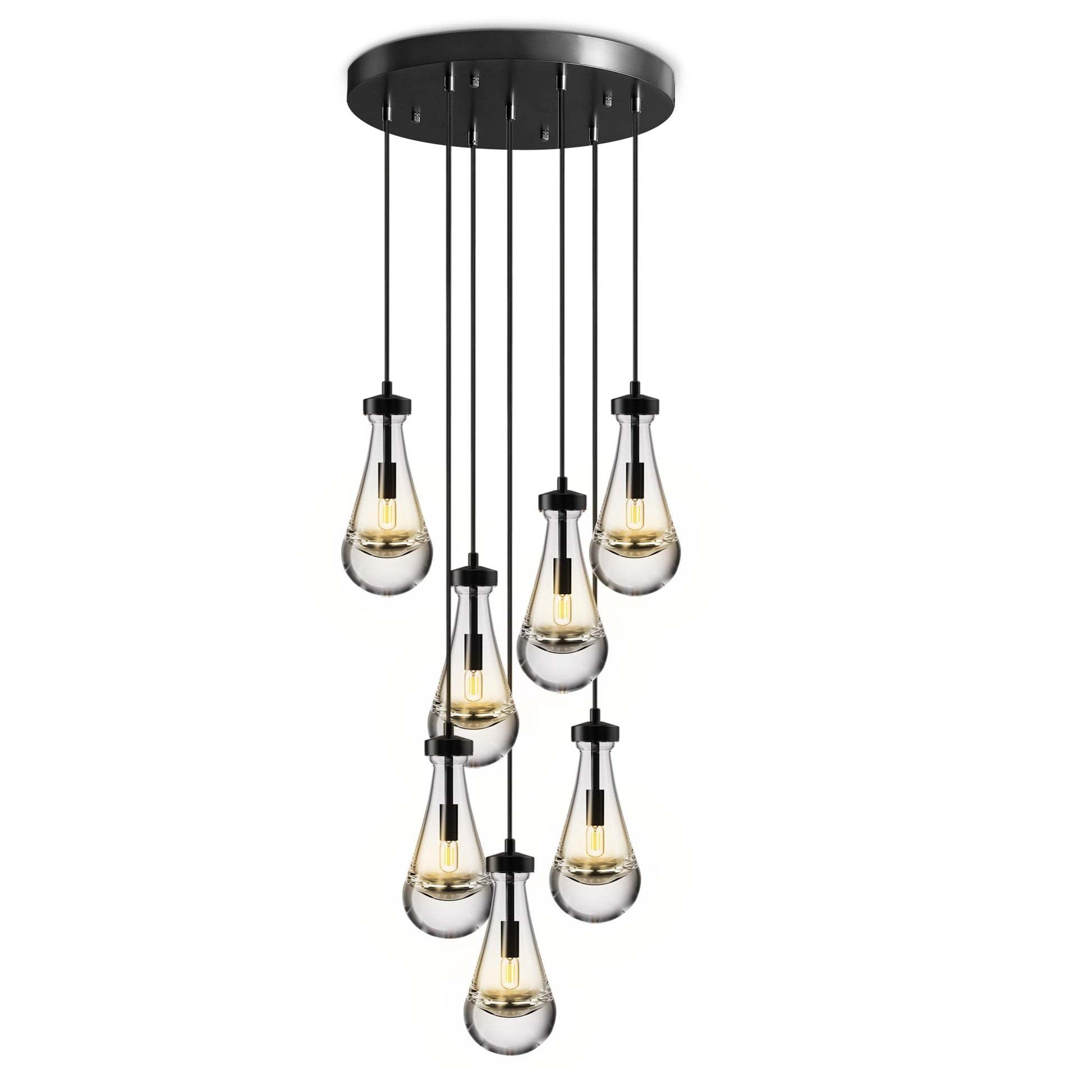 Raindrop Pendant Lights Set of 2,Kitchen Island Hanging Light Fixtures, Modern Art Raindrop Clear Solid Glass Chandelier for Dining Room for Porch, Corridor, Living Room - Camilalamps - B0BN5T66K7