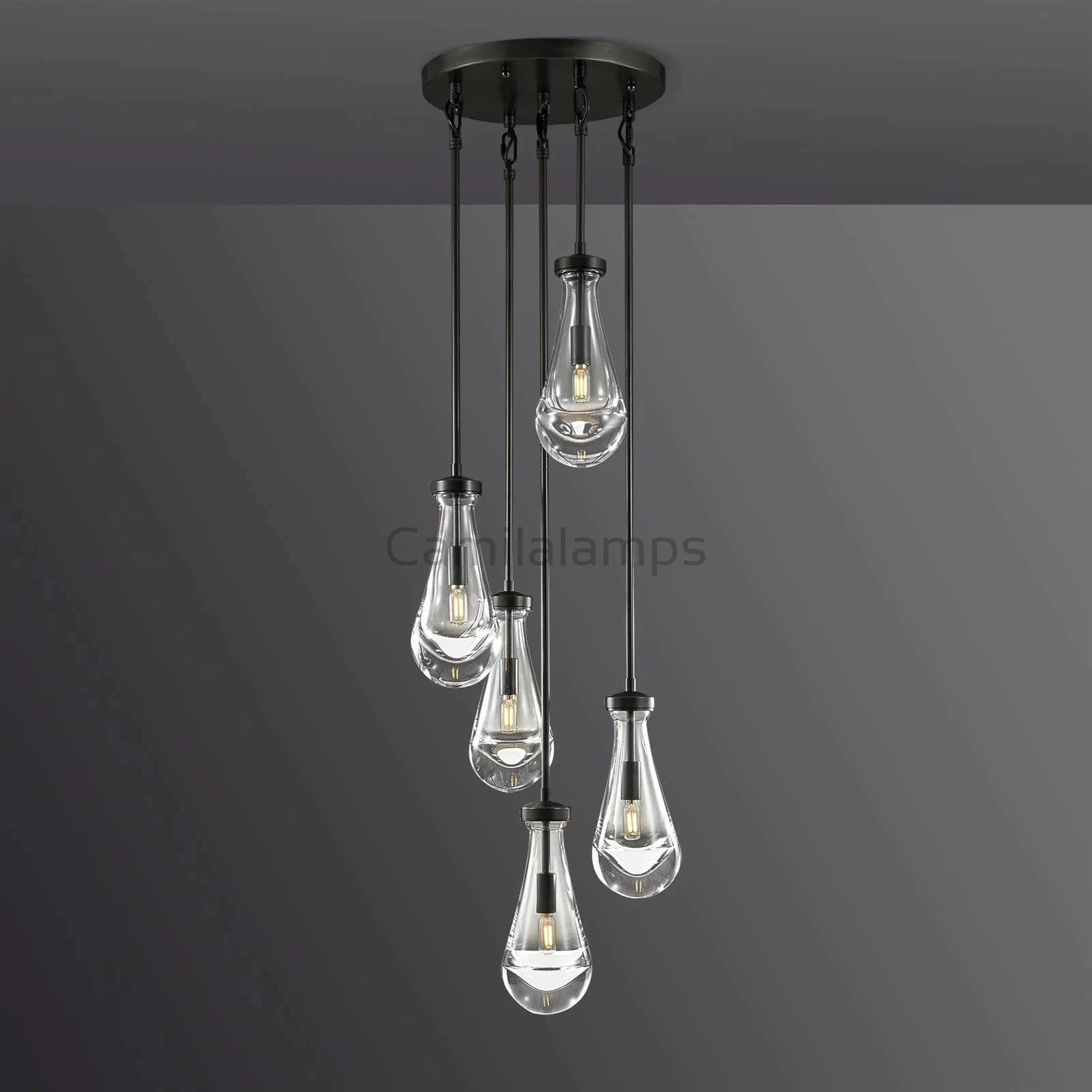 Raindrop Round Chandelier 5 Lights 14"D - Camilalamps - CA - RA2023 - C1259