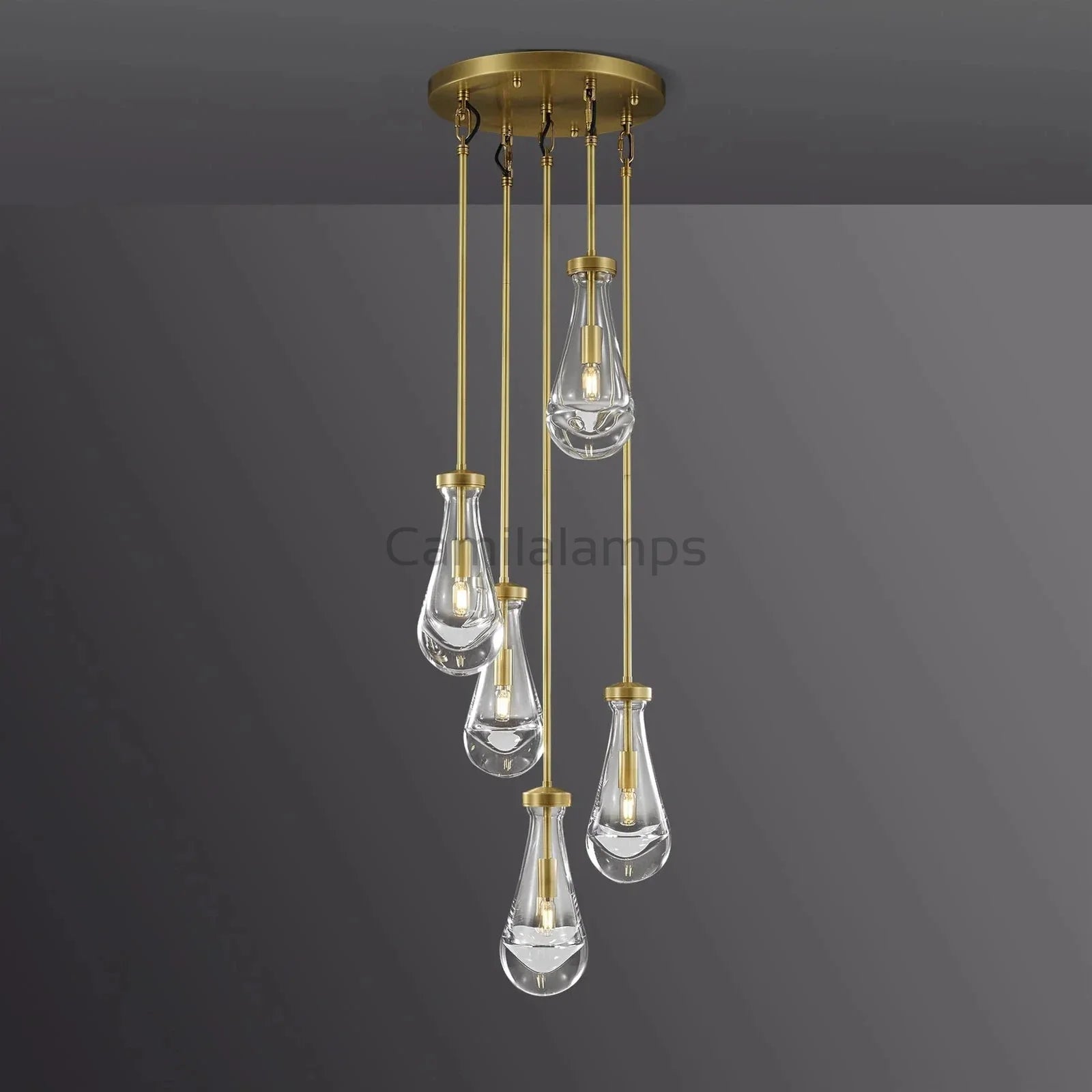 Raindrop Round Chandelier 5 Lights 14"D - Camilalamps - Ca-1Ra2023-1C1259