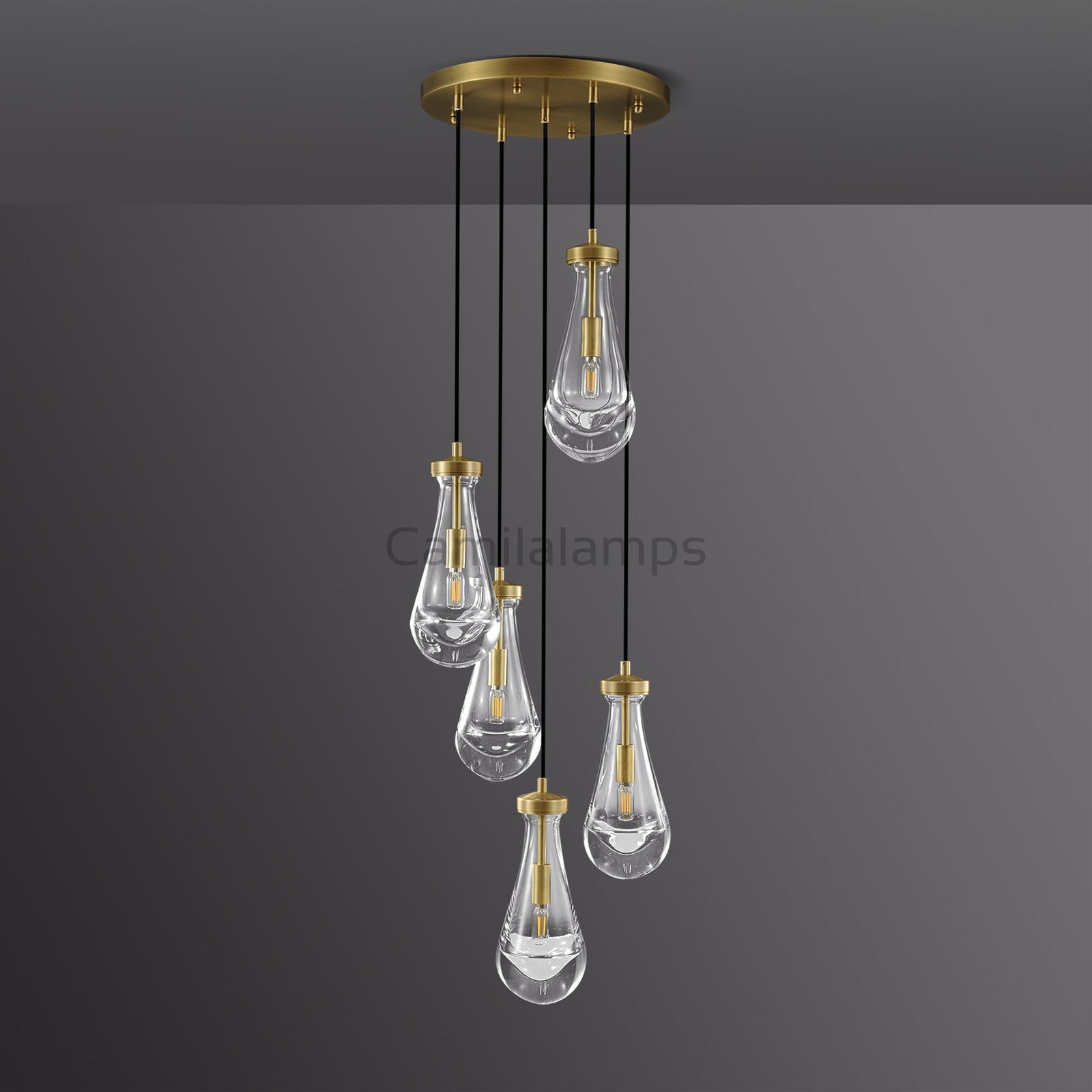 Raindrop Round Chandelier 5 Lights 14"D - Camilalamps - CA - RA2023 - C1259