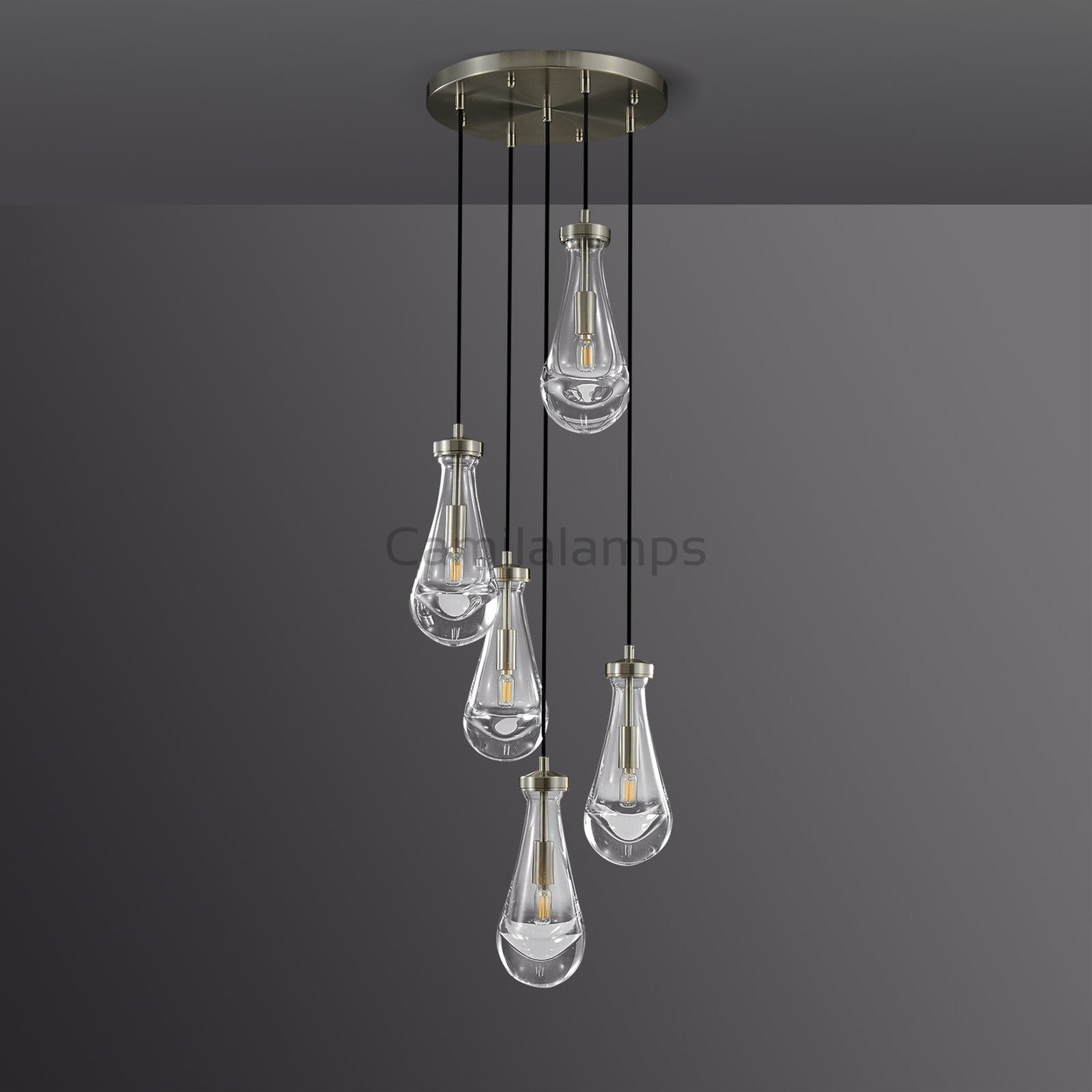 Raindrop Round Chandelier 5 Lights 14"D - Camilalamps - Ca-1Ra2023-1C1259