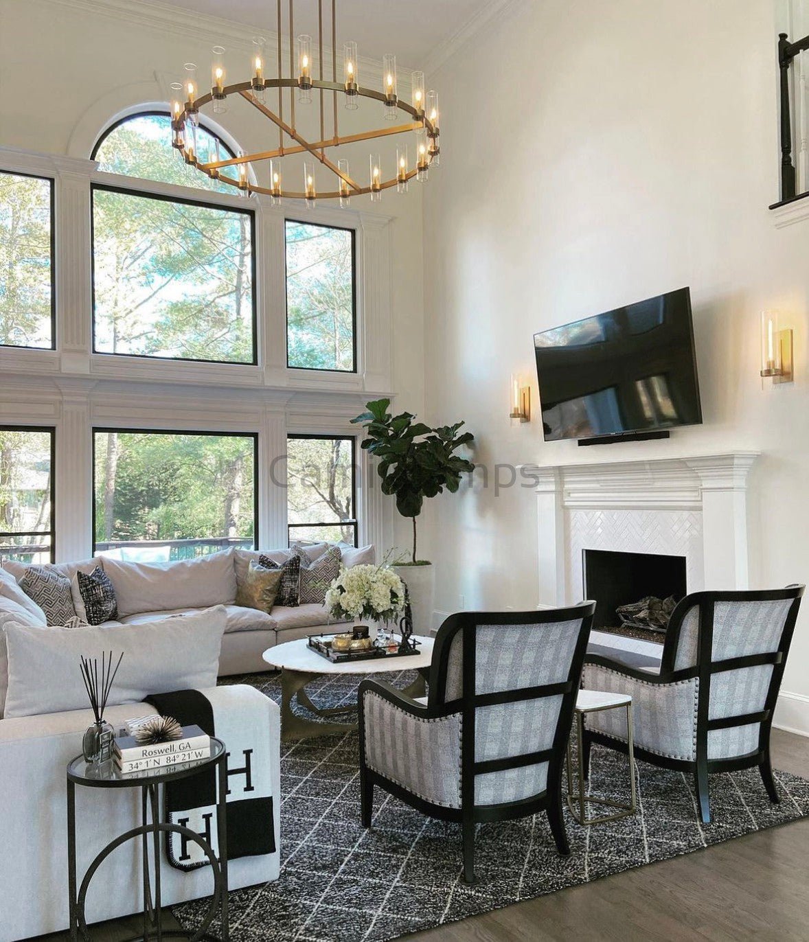 Ravelle Glass Round Chandelier 60" - Camilalamps - Ca-1CH20160-13