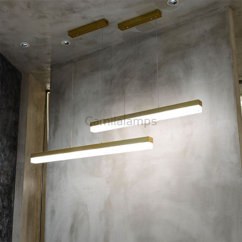Rectus Alabaster Linear Chandelier - Camilalamps - Rectu - 1353 - 39"L - Brass - 1