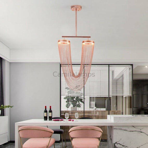 Red Chain Tassel Pendant Light 20″ - Camilalamps - CAM - RED - 01