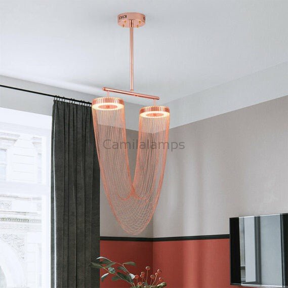 Red Chain Tassel Pendant Light 20″ - Camilalamps - CAM - RED - 01