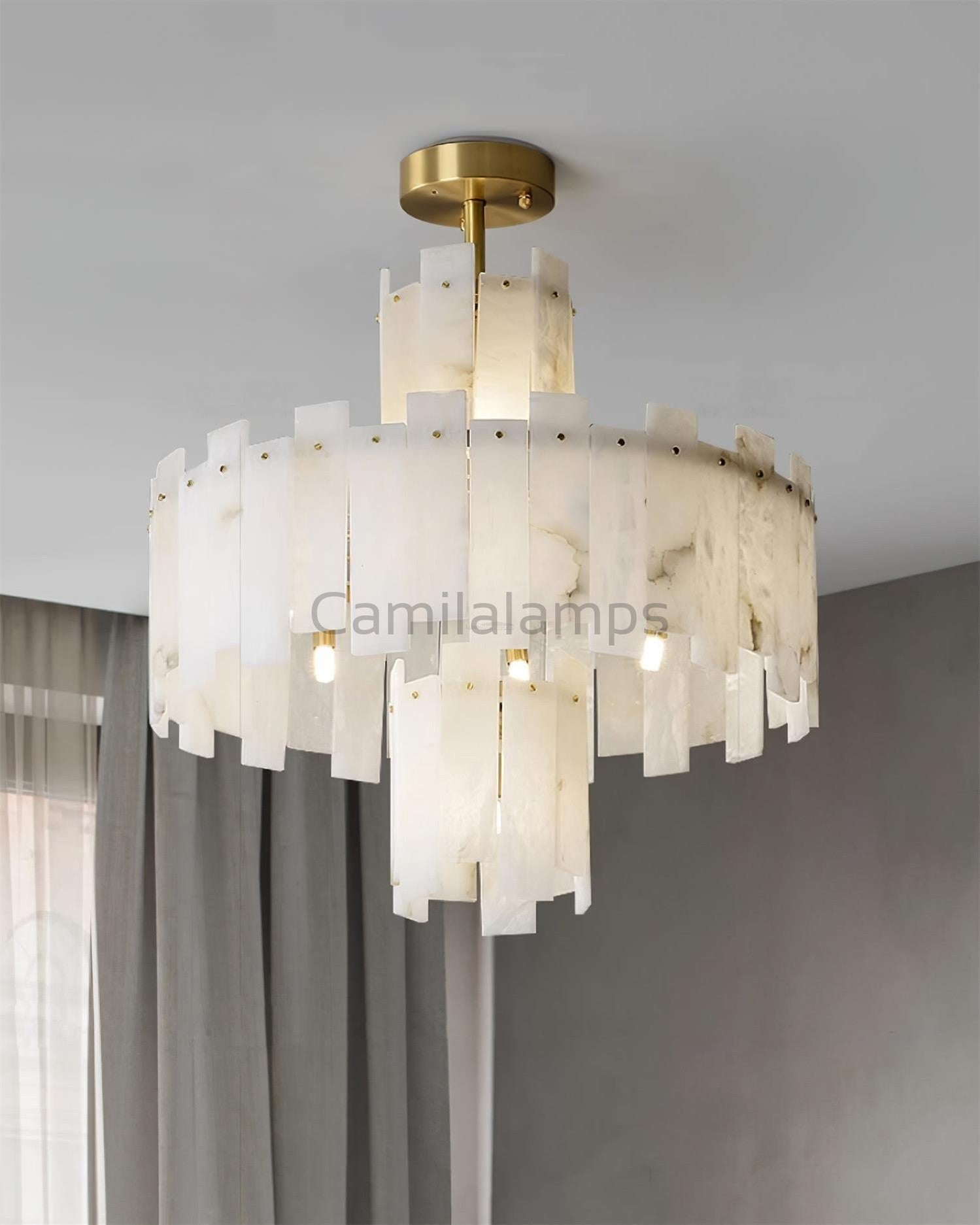 Regina Alabaster Round Chandelier - Camilalamps - Regin - 1781 - ? 23. - Brass - 1