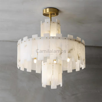 Regina Alabaster Round Chandelier - Camilalamps - Regin - 1781 - ? 23. - Brass - 1