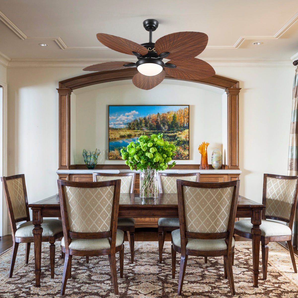 Retro Banana Leaf Shaped Blade Ceiling Fan Lamp 52" - Camilalamps - CA - 8230 - 52CZ - XDD