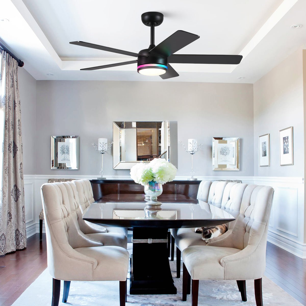 RGB Modern Black Ceiling Fan Light - Camilalamps - CA - 8228 - 46CB - RGB - DD