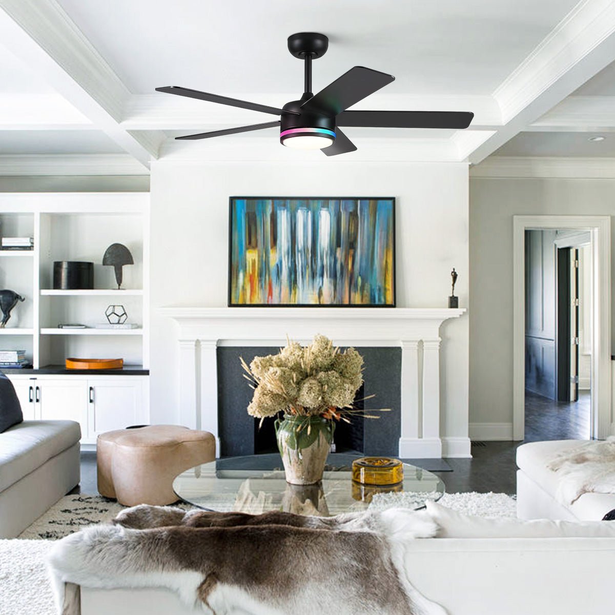 RGB Modern Black Ceiling Fan Light - Camilalamps - CA - 8228 - 46CB - RGB - DD