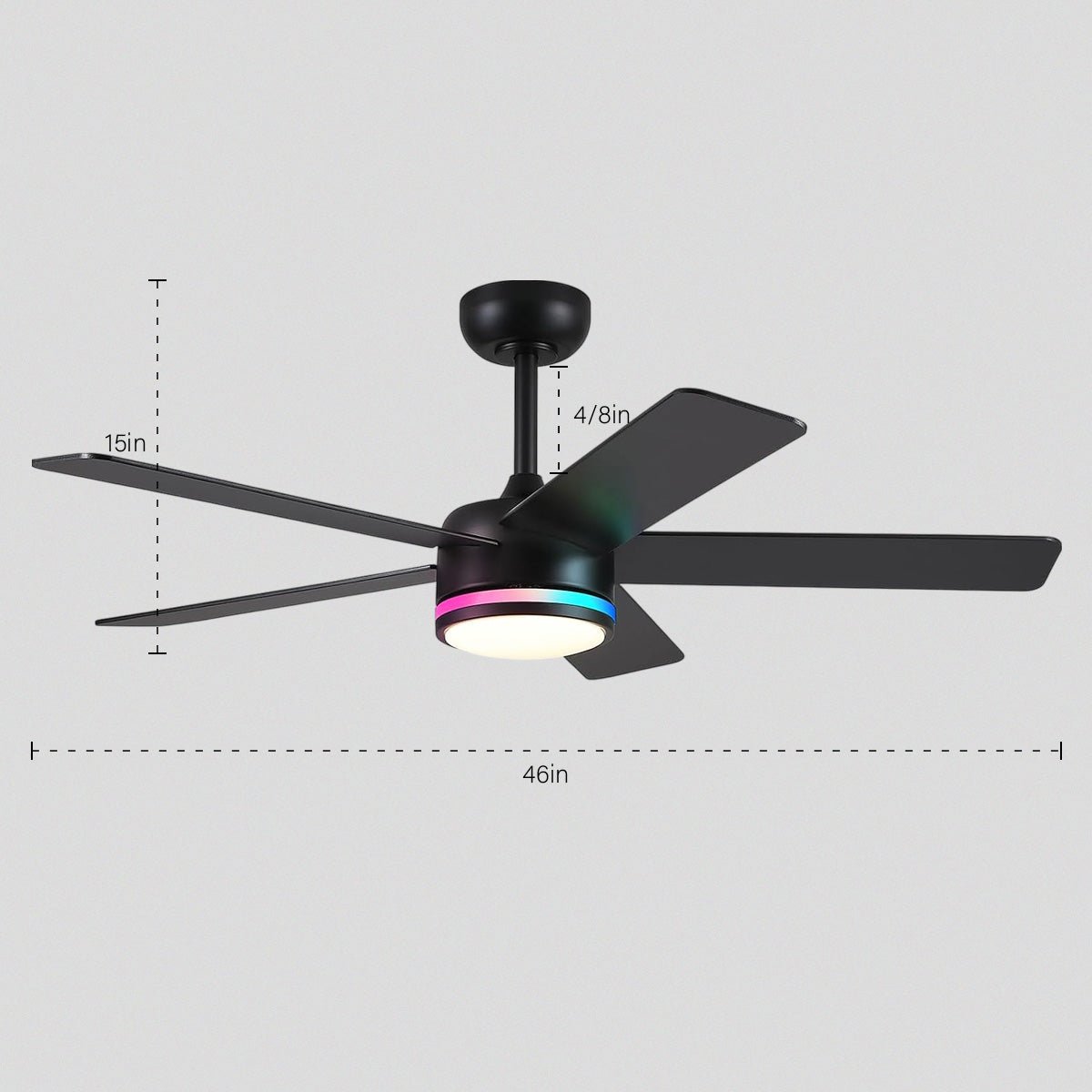 RGB Modern Black Ceiling Fan Light - Camilalamps - CA - 8228 - 46CB - RGB - DD
