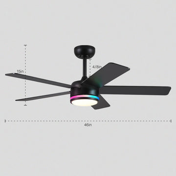 RGB Modern Black Ceiling Fan Light - Camilalamps - CA - 8228 - 46CB - RGB - DD