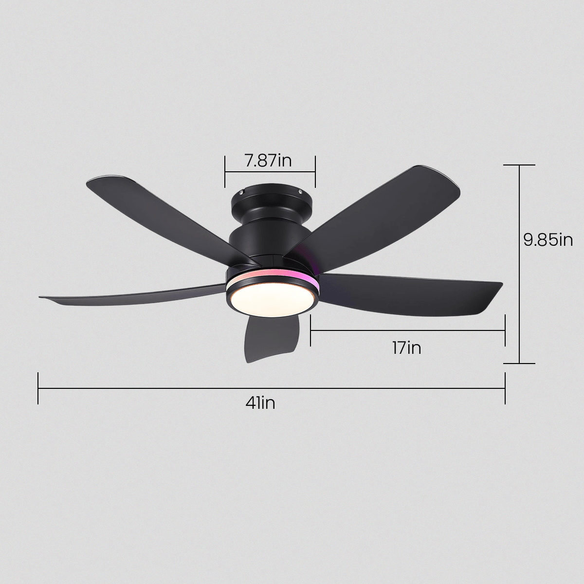 RGB Recessed remote control ceiling fan light 41" - Camilalamps - CA - 8233 - 41CRG - 5D
