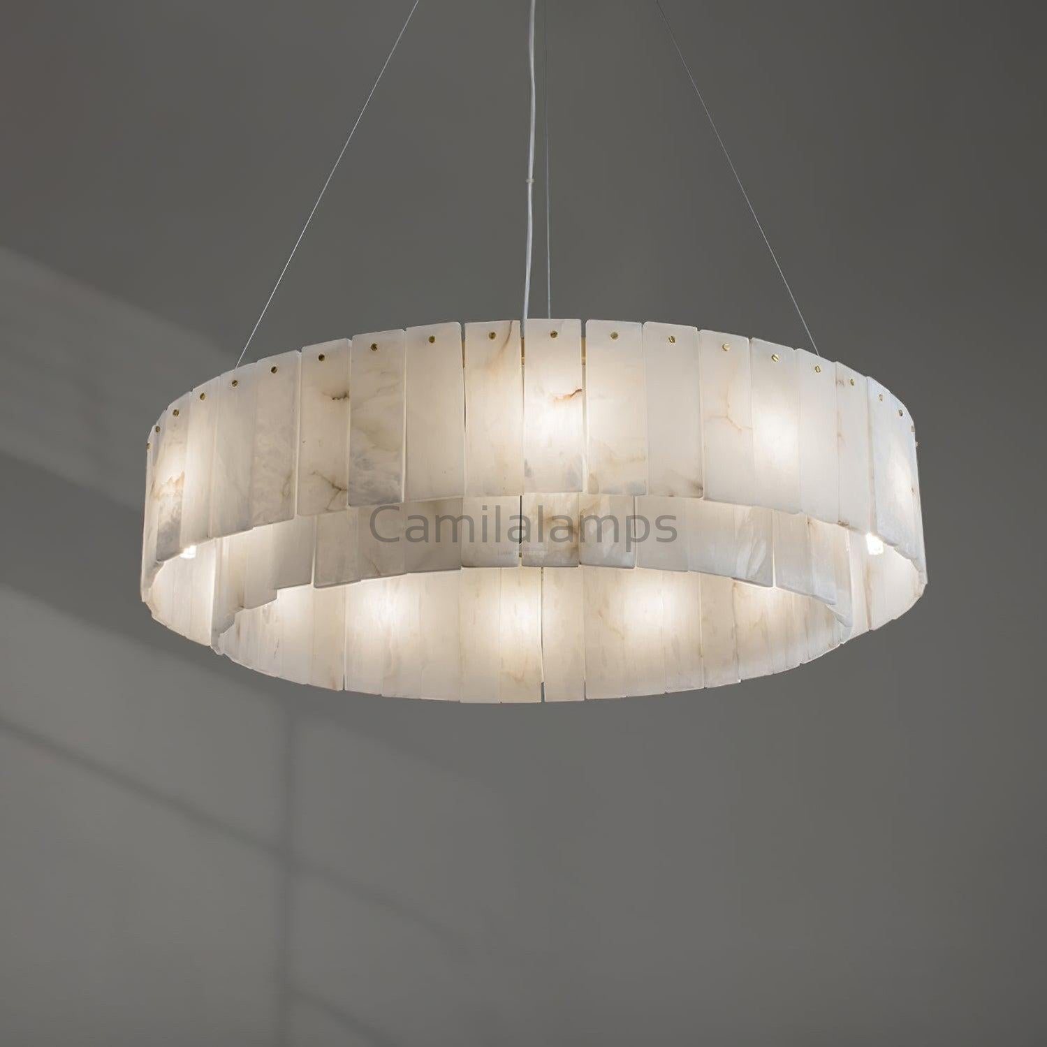 Rock Alabaster Chandelier D23.6" D31.4'' - Camilalamps - Rock - 1867 - ? 23. - Brass - 1