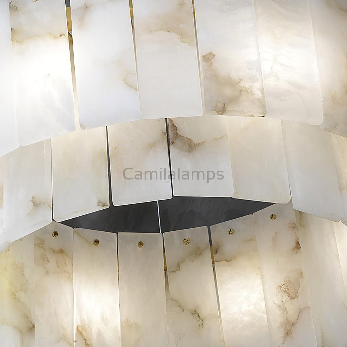 Rock Alabaster Chandelier D23.6" D31.4'' - Camilalamps - Rock - 1867 - ? 23. - Brass - 1