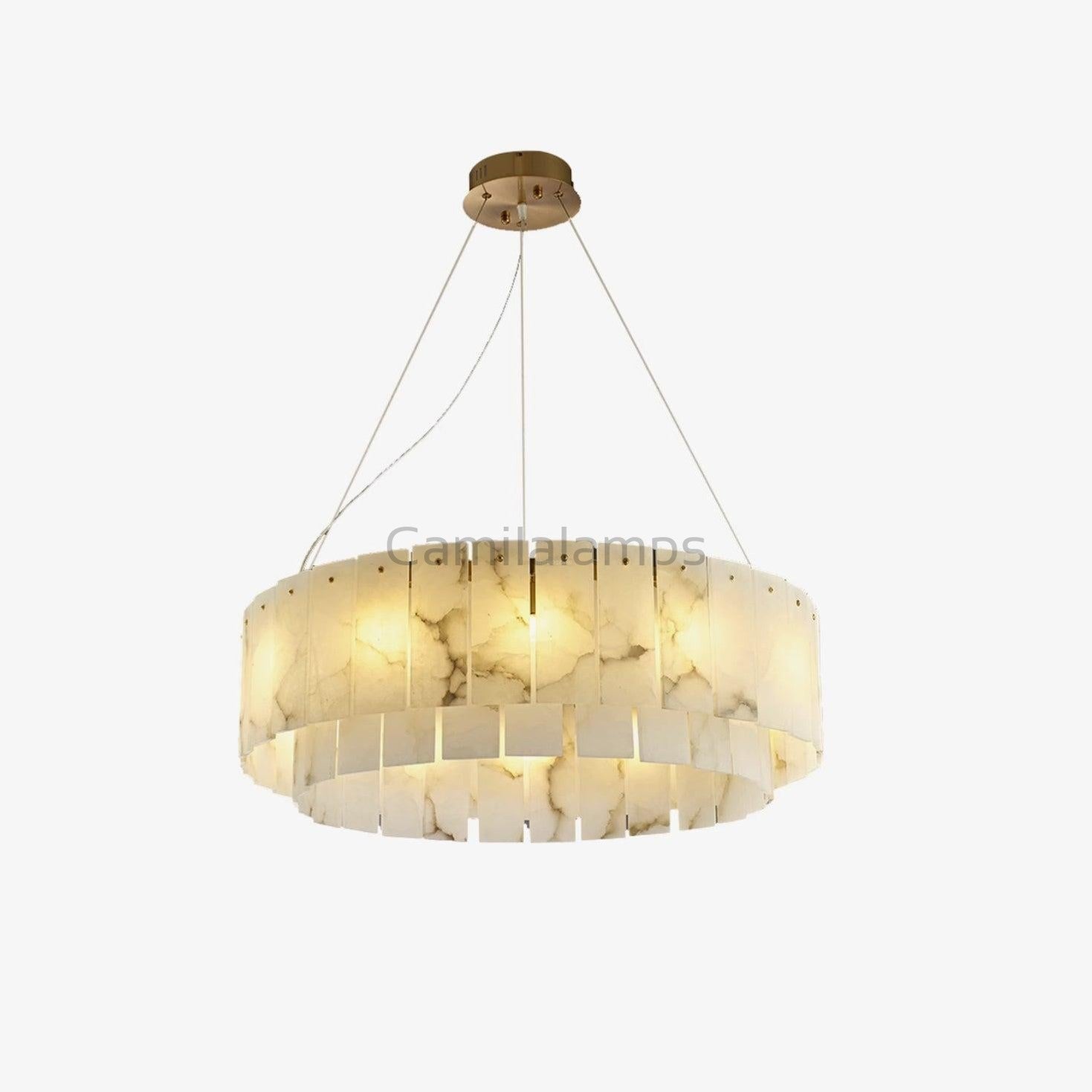 Rock Alabaster Chandelier D23.6" D31.4'' - Camilalamps - Rock - 1867 - ? 23. - Brass - 1