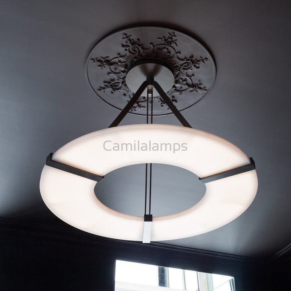 Round Alabaster Plate Chandelier - Camilalamps - CA - AL2024 - C2406