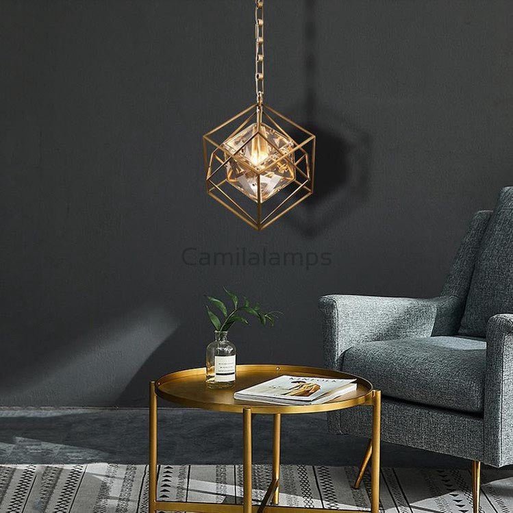 Rubik's cube Crystal Pendant Light Brass - Camilalamps - CA - PENDANT - 0284
