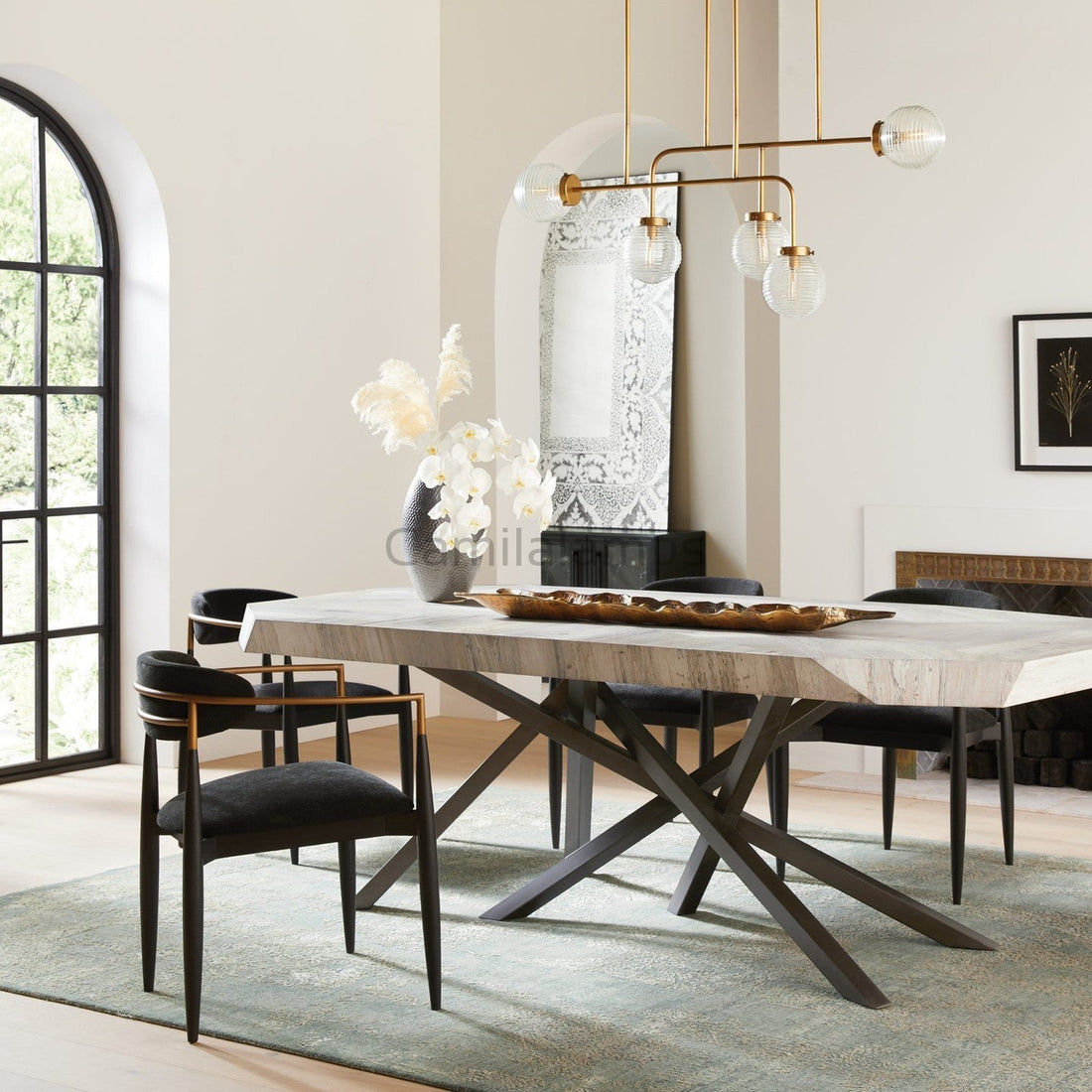 Sayre Linear Glass Globe Chandelier for dinning room - Camilalamps - SYGB - 1