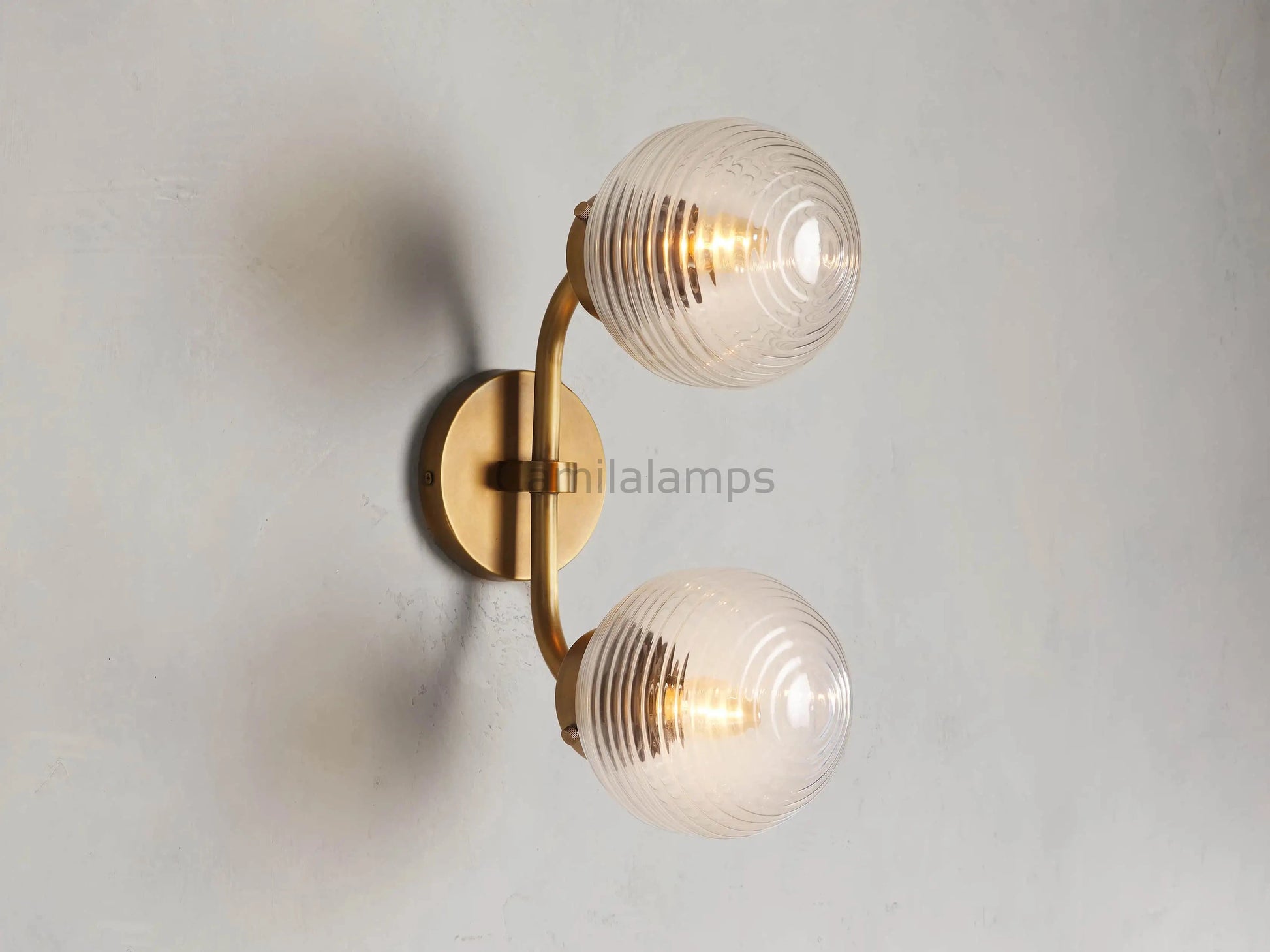 Sayre Linear Glass Globe Two Head Wall Sconce - Camilalamps - CAA - 10041A7