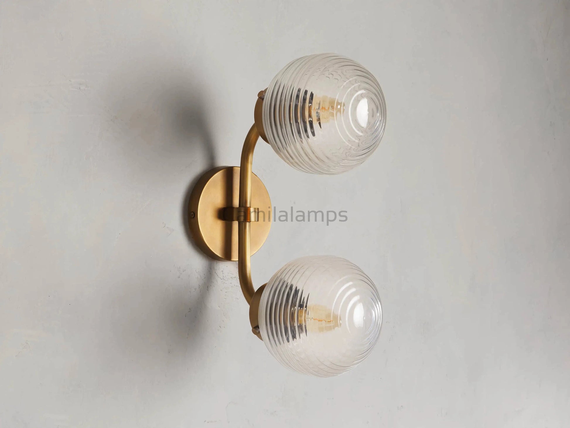 Sayre Linear Glass Globe Two Head Wall Sconce - Camilalamps - CAA - 10041A7