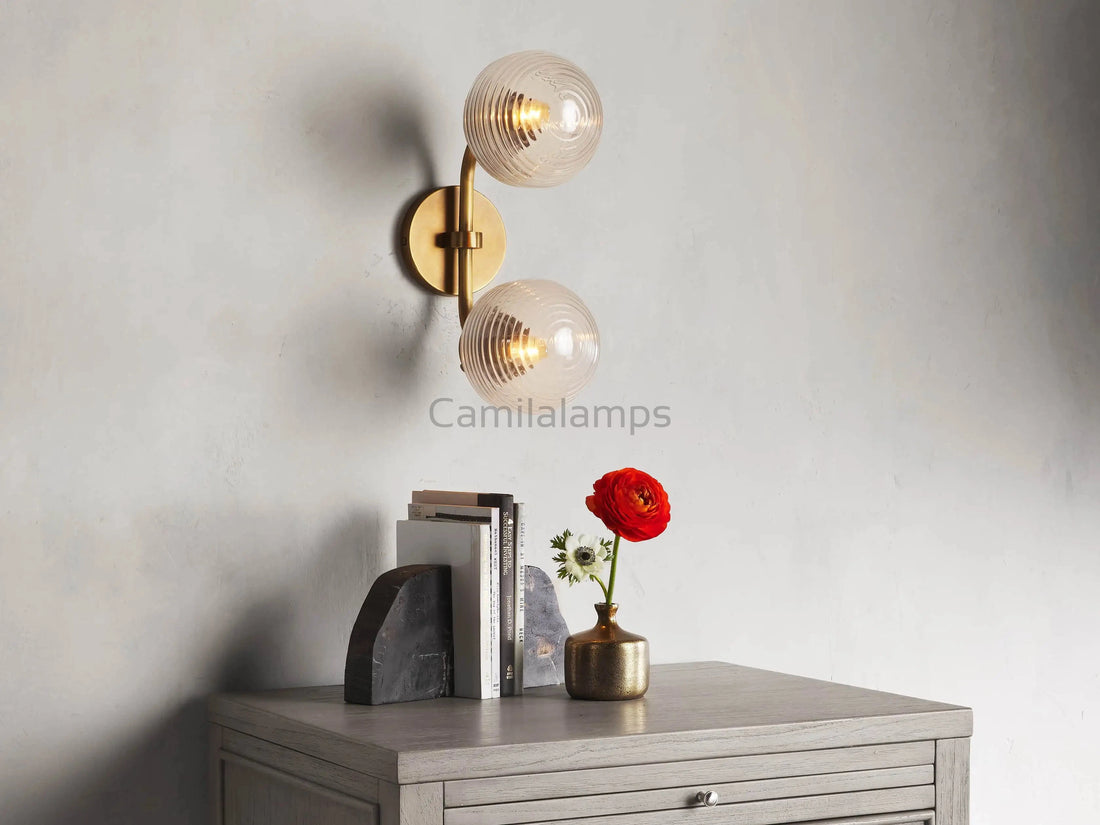 Sayre Linear Glass Globe Two Head Wall Sconce - Camilalamps - CAA - 10041A5