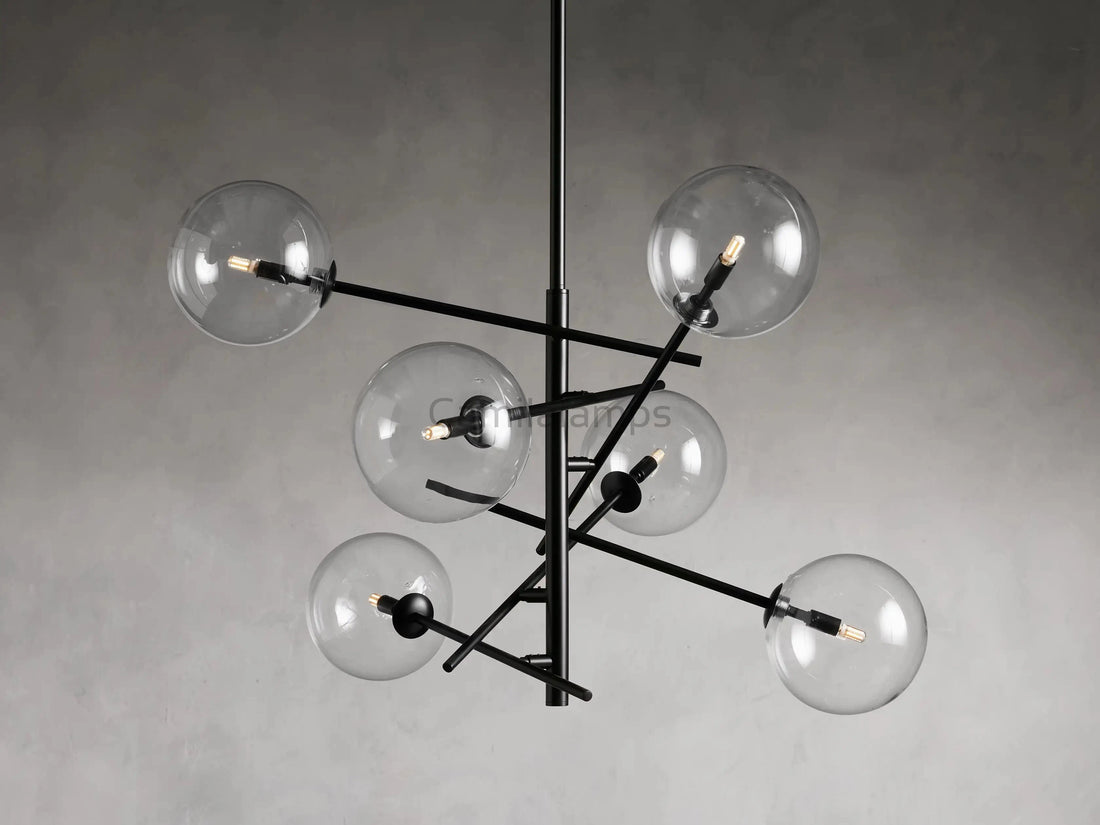 Sayre Round Clear Glass Globe Dispersing Chandelier - Camilalamps - syvb - 1