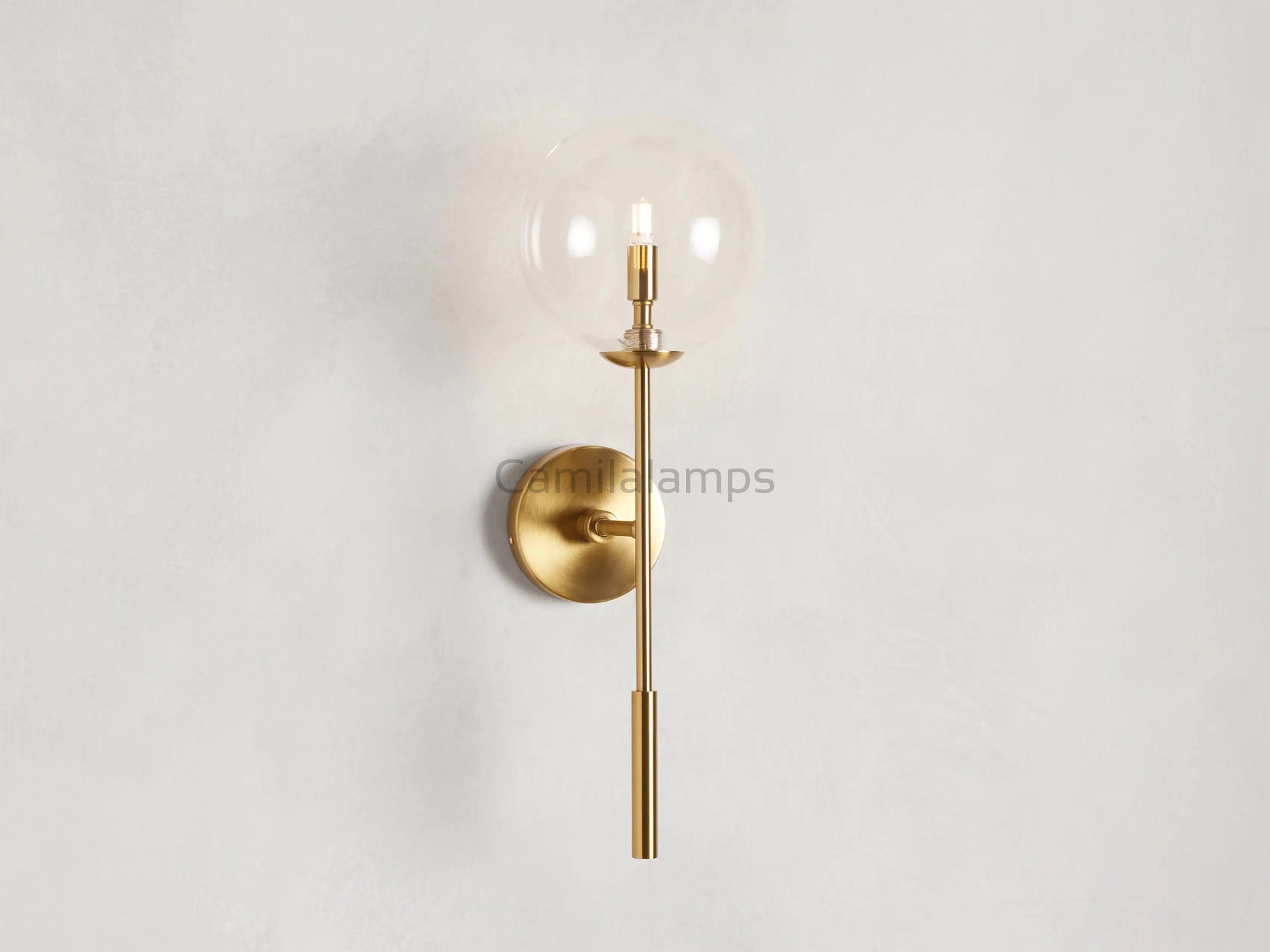 Sayre Round Clear Glass Globe Single Wall Sconce - Camilalamps - CAA - 10041A8