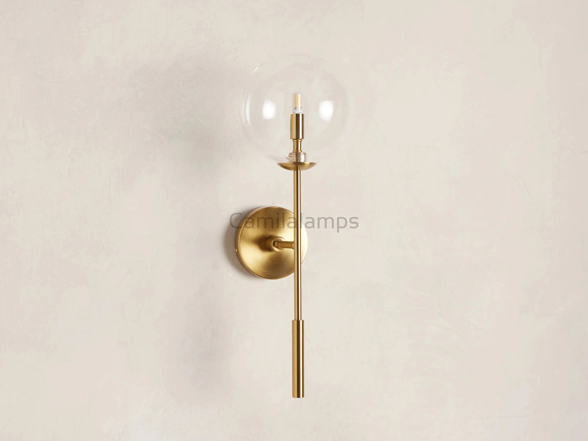 Sayre Round Clear Glass Globe Single Wall Sconce - Camilalamps - CAA - 10041A8