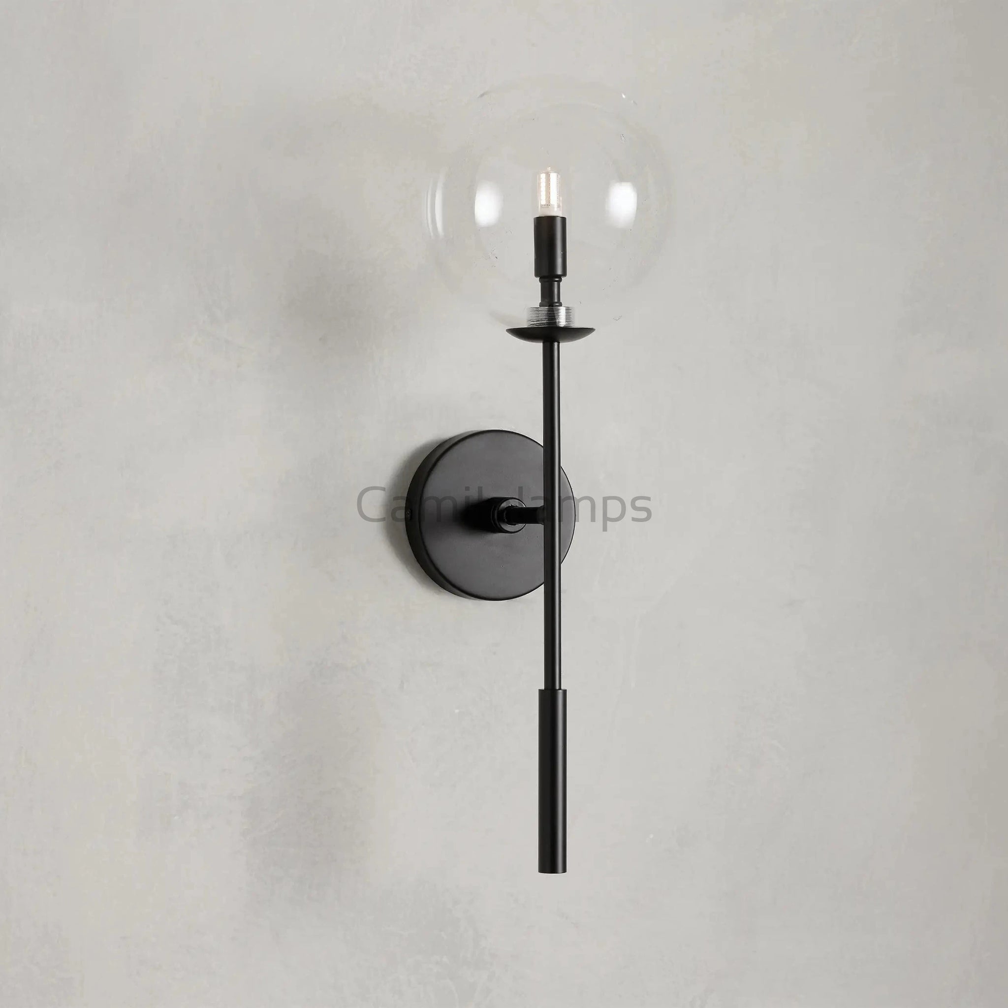 Sayre Round Clear Glass Globe Single Wall Sconce - Camilalamps - CAA - 10041A9