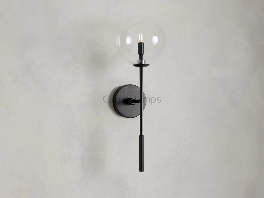 Sayre Round Clear Glass Globe Single Wall Sconce - Camilalamps - CAA - 10041A9