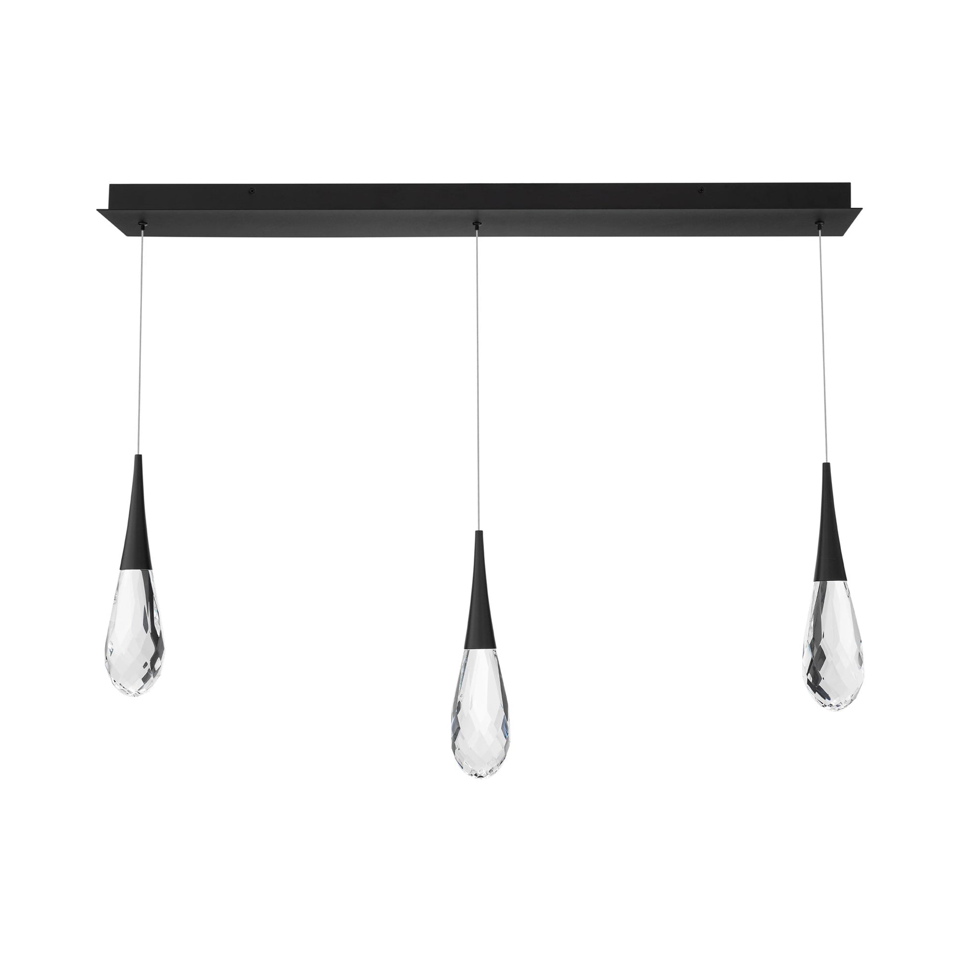 Hibiscus Linear LED Multi Pendant Light in Black (3-Light).