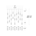 Hibiscus Linear LED Multi Pendant Light - line drawing.