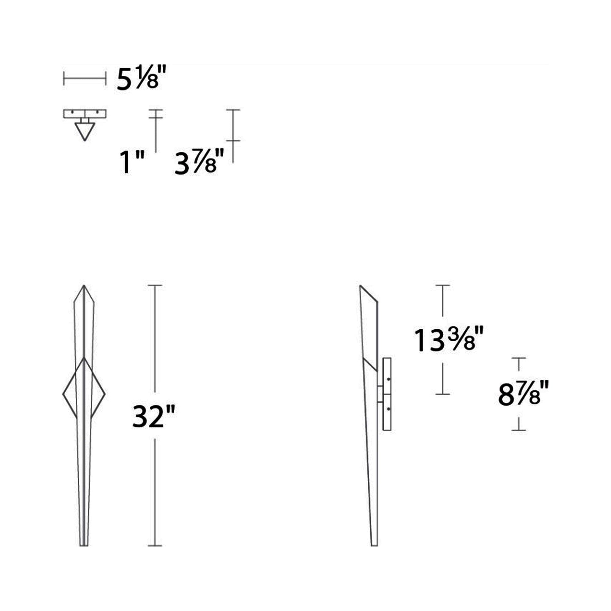 Solitude LED Wall Light - line drawing.