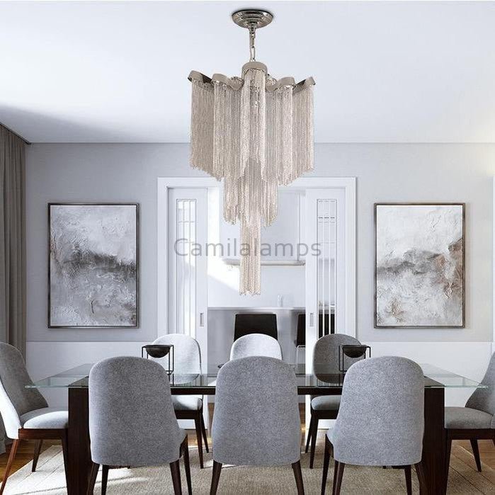 Sienna Aluminum Chain Modern Tassel Chandelier - Camilalamps - CaC-1SI-103