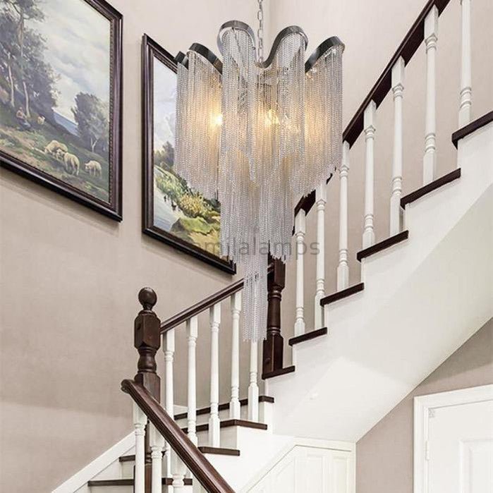Sienna Aluminum Chain Modern Tassel Chandelier - Camilalamps - CaC-1SI-103