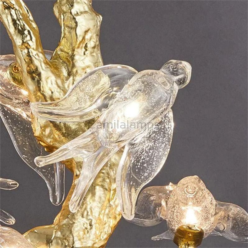 Silas Bird Glass Tree Branch Chandelier For Staircase - Camilalamps - CAM - SL - 01