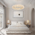 24-47 Inch Round Clear Geode Quartz Crystal Ring Pendant Light Modern Chandelier for Living Room