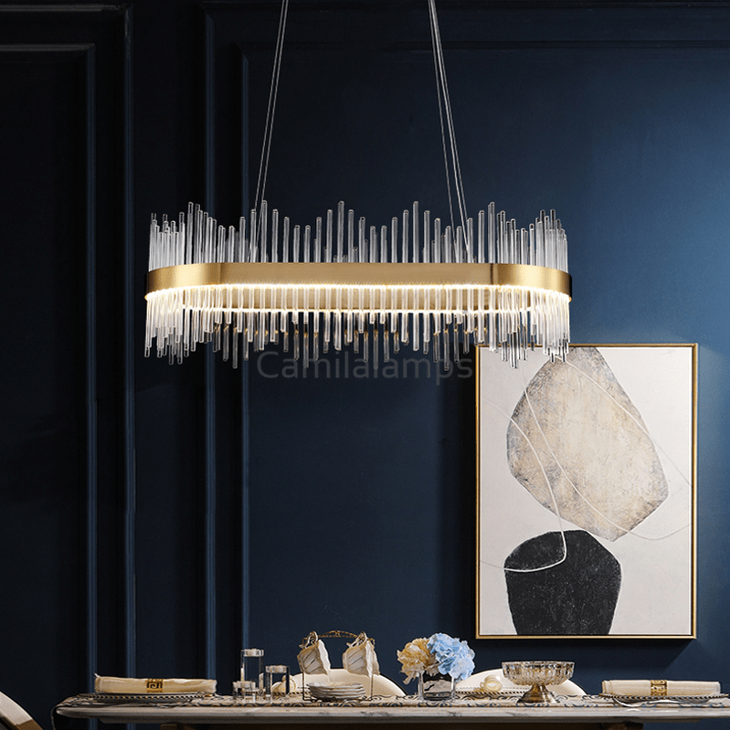 Skylar Oval Glass Chandelier For Dining Room - Camilalamps - ILM0607