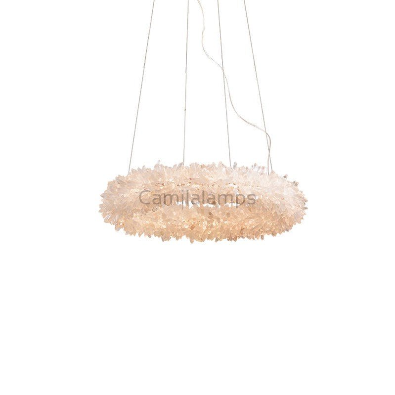 Small Round Luxury Rock Crystal Chandelier 23.6" D - Camilalamps - SID - 1002