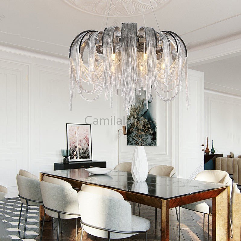 Sophian Aluminum Chain Tassel Round Chandelier - Camilalamps - CA - A - 045