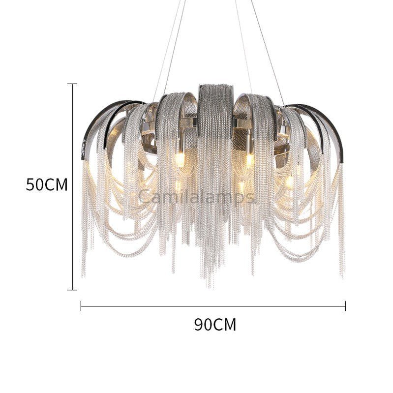 Sophian Aluminum Chain Tassel Round Chandelier - Camilalamps - CA - A - 044