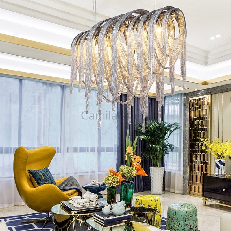 Sophian Luxury Aluminum Chain Tassel Chandelier - Camilalamps - Ca-1a-1010