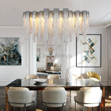 Sophian Luxury Aluminum Chain Tassel Chandelier - Camilalamps - CA - A - 010