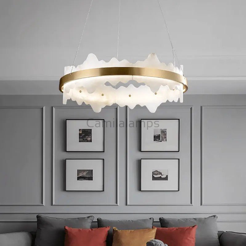 Spain Alabaster Brass Indoor Chandelier Lighting - Camilalamps - Spain - 1373 - 1