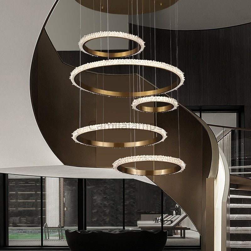 Staircase Modern Crystal Ring Chandelier - Camilalamps - ILC1004