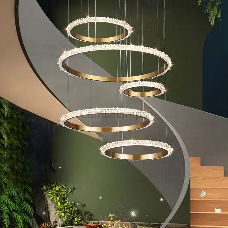 Staircase Modern Crystal Ring Chandelier - Camilalamps - ILM1004